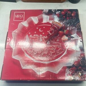 Mikasa Silent Night 14″ Glass Christmas Plate Platter in Box